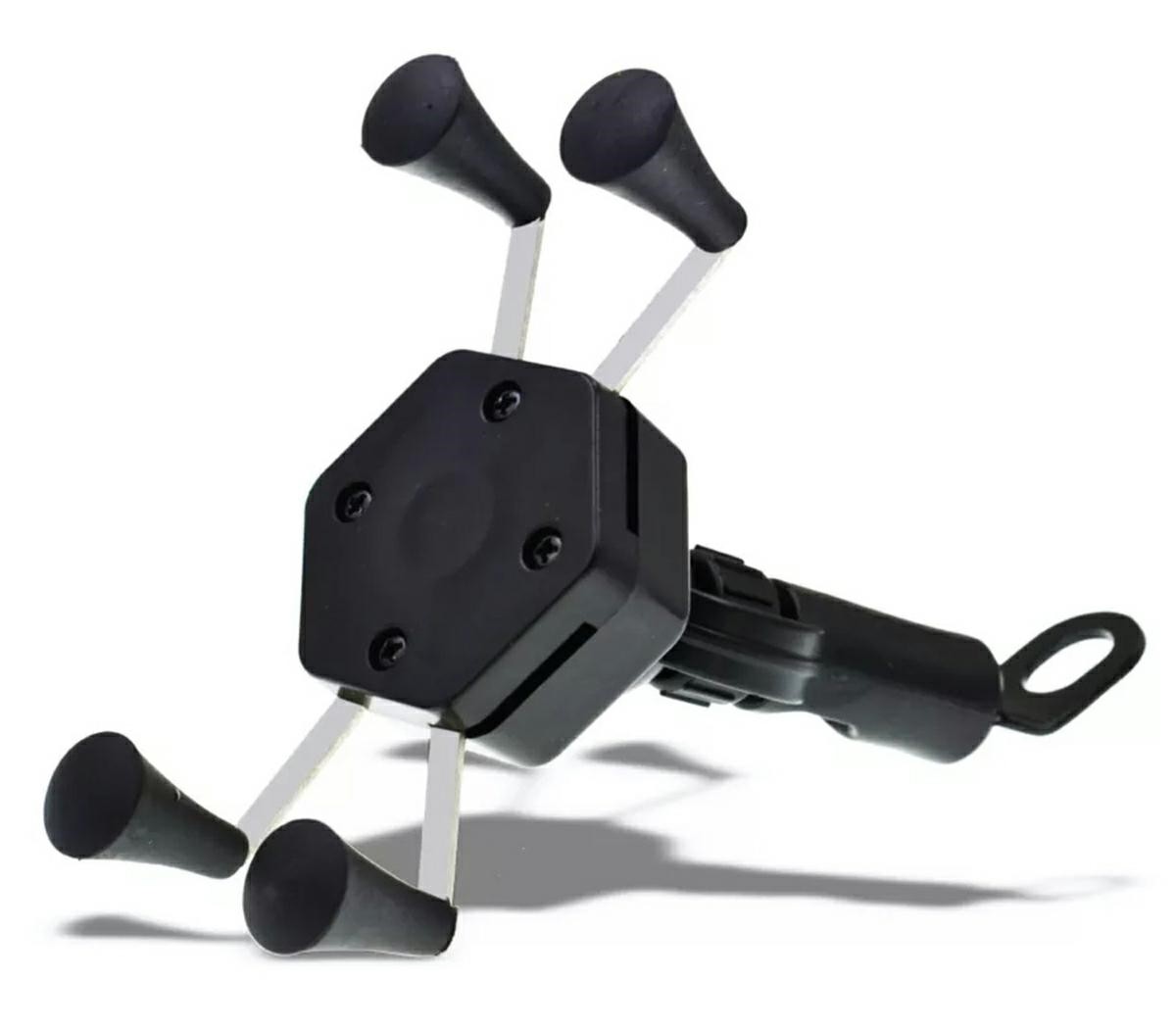 Suport telefon moto universal, carlig prindere, port USB, plastic, 10,1 x 5,8 x 5cm, negru - imagine 4